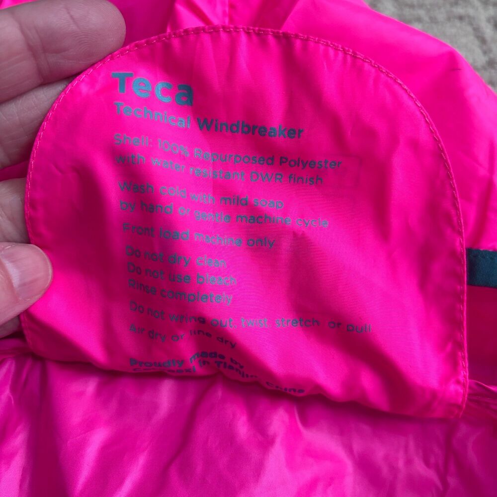 Cotopaxi Teca Windbreaker Jacket Women XS Blue Pink Hood Packable Pullover *READ - Picture 6 of 12